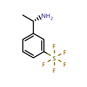Chemical structure of (S)-1-(3-(pentafluoro-λ6-sulfanyl)phenyl)ethan-1-amine , CAS 2517734-25-5, AChemBlock AD284132