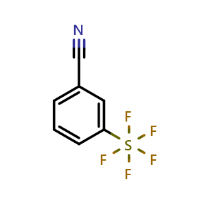 Chemical structure of 3-(Pentafluoro-lambda6-sulfaneyl)benzonitrile , CAS 401892-82-8, AChemBlock AD284133