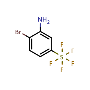 Chemical structure of 2-Bromo-5-(pentafluoro-lambda6-sulfaneyl)aniline , CAS 1211537-51-7, AChemBlock AD284134