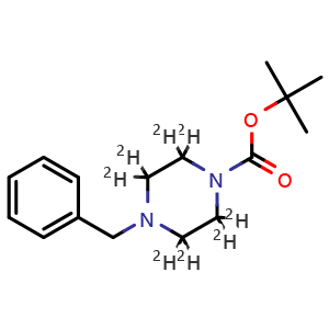 Chemical structure of tert-butyl 4-benzylpiperazine-1-carboxylate-2,2,3,3,5,5,6,6-d8 , CAS 1216387-74-4, AChemBlock AD284146