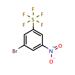 Chemical structure of (3-bromo-5-nitrophenyl)pentafluoro-lambda6-sulfane , CAS 871507-63-0, AChemBlock AD284147