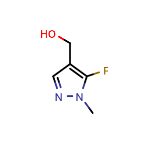 Chemical structure of (5-Fluoro-1-methyl-1H-pyrazol-4-yl)methanol , CAS 2606872-16-4, AChemBlock AD284150