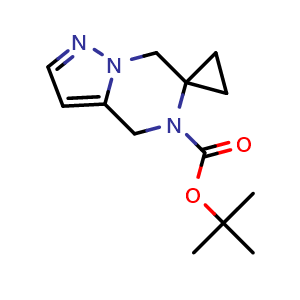Chemical structure of tert-Butyl 7'H-spiro[cyclopropane-1,6'-pyrazolo[1,5-a]pyrazine]-5'(4'H)-carboxylate , CAS 2747242-27-7, AChemBlock AD284155