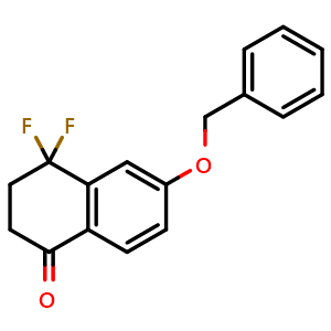 Chemical structure of 6-(benzyloxy)-4,4-difluoro-3,4-dihydronaphthalen-1(2H)-one , CAS 3025454-64-9, AChemBlock AD284158