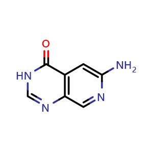 Chemical structure of 6-Aminopyrido[3,4-d]pyrimidin-4(3H)-one , CAS 1379204-94-0, AChemBlock AD284161