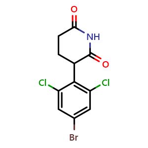 Chemical structure of 3-(4-Bromo-2,6-dichlorophenyl)piperidine-2,6-dione , CAS 3036607-19-6, AChemBlock AD284162
