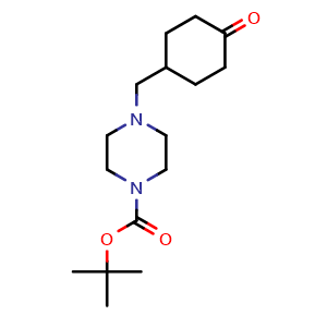 Chemical structure of tert-Butyl 4-((4-oxocyclohexyl)methyl)piperazine-1-carboxylate , CAS 1975120-99-0, AChemBlock AD284163
