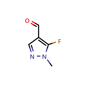 Chemical structure of 5-Fluoro-1-methyl-1H-pyrazole-4-carbaldehyde , CAS 1896515-75-5, AChemBlock AD284164