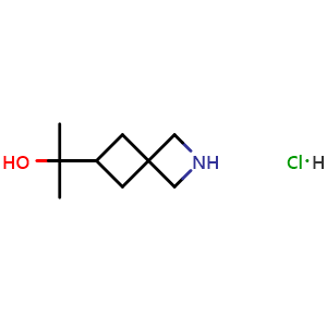 Chemical structure of 2-(2-azaspiro[3.3]heptan-6-yl)propan-2-ol hydrochloride , CAS 2703774-21-2, AChemBlock AD284173