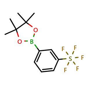 Chemical structure of 4,4,5,5-tetramethyl-2-(3-(pentafluoro-lambda6-sulfaneyl)phenyl)-1,3,2-dioxaborolane , CAS 1286278-35-0, AChemBlock AD284176