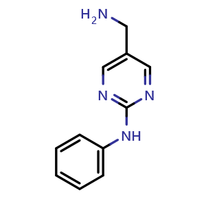 Chemical structure of 5-(Aminomethyl)-N-phenylpyrimidin-2-amine , CAS 1093860-47-9, AChemBlock AD284177