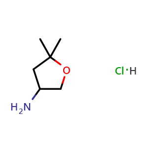 Chemical structure of 5,5-dimethyltetrahydrofuran-3-amine hydrochloride , CAS 2137573-49-8, AChemBlock AD284180