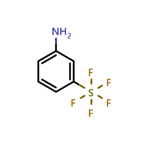 Chemical structure of 3-(pentafluoro-l6-sulfanyl)aniline , CAS 2993-22-8, AChemBlock AD284182