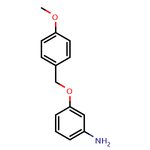 Chemical structure of 3-((4-methoxybenzyl)oxy)aniline , CAS 131770-85-9, AChemBlock AD284185