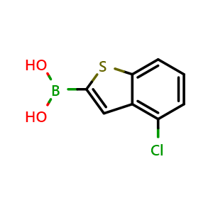 Chemical structure of (4-chlorobenzo[b]thiophen-2-yl)boronic acid , CAS 2566704-06-9, AChemBlock AD284190
