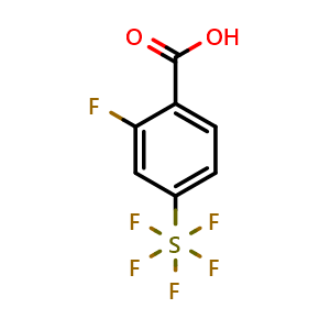 Chemical structure of 2-fluoro-4-(pentafluoro-lambda6-sulfaneyl)benzoic acid , CAS 1240257-03-7, AChemBlock AD284192