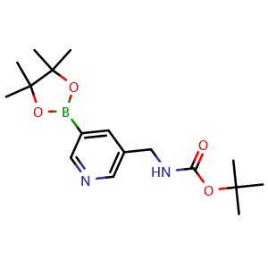 Chemical structure of Boc-5-(Aminomethyl)pyridine-3-boronic acid pinacol ester , CAS 257554-93-0, AChemBlock AD284196