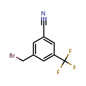 Chemical structure of 3-(Bromomethyl)-5-(trifluoromethyl)benzonitrile , CAS 669080-79-9, AChemBlock AD284199