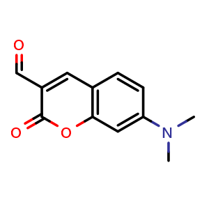 Chemical structure of 7-(dimethylamino)-2-oxo-2H-chromene-3-carbaldehyde , CAS 57597-39-4, AChemBlock AD284202