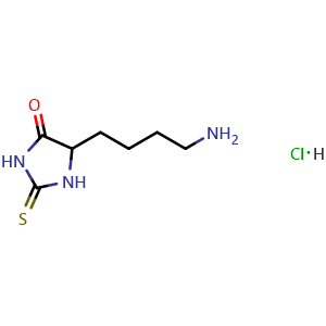 Chemical structure of 5-(4-Aminobutyl)-2-thioxoimidazolidin-4-one hydrochloride , CAS 118870-72-7, AChemBlock AD284211