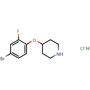 Chemical structure of 4-(4-bromo-2-fluorophenoxy)piperidine hydrochloride , CAS 1185105-16-1, AChemBlock AD284221