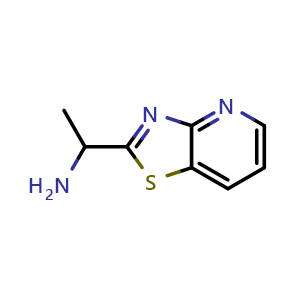 Chemical structure of 1-(thiazolo[4,5-b]pyridin-2-yl)ethan-1-amine , CAS 1784004-47-2, AChemBlock AD284226