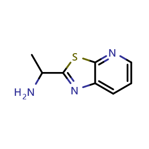 Chemical structure of 1-(thiazolo[5,4-b]pyridin-2-yl)ethan-1-amine , CAS 1503898-75-6, AChemBlock AD284227