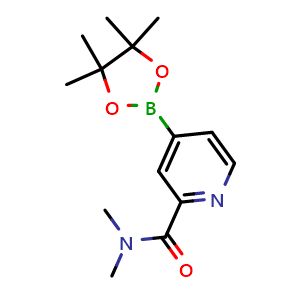 Chemical structure of N,N-dimethyl-4-(4,4,5,5-tetramethyl-1,3,2-dioxaborolan-2-yl)picolinamide , CAS 1443037-13-5, AChemBlock AD284231