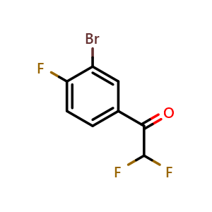 Chemical structure of 1-(3-Bromo-4-fluorophenyl)-2,2-difluoroethan-1-one , CAS 1701779-72-7, AChemBlock AD284232