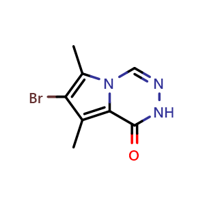 Chemical structure of 7-bromo-6,8-dimethylpyrrolo[1,2-d][1,2,4]triazin-1(2H)-one , CAS 3038769-67-1, AChemBlock AD284239