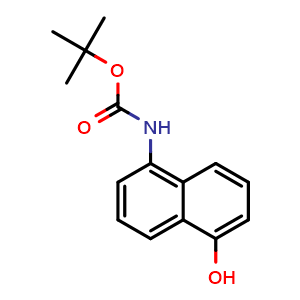 Chemical structure of tert-butyl (5-hydroxynaphthalen-1-yl)carbamate , CAS 848086-82-8, AChemBlock AD284244