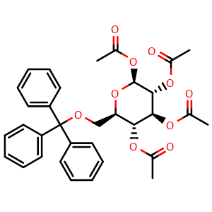 Chemical structure of 1,2,3,4-Tetra-O-acetyl-6-O-trityl-b-D- glucopyranose , CAS 37074-90-1, AChemBlock AD284251