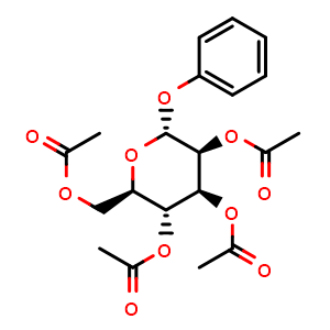 Chemical structure of (2R,3R,4S,5S,6R)-2-(acetoxymethyl)-6-phenoxytetrahydro-2H-pyran-3,4,5-triyl triacetate , CAS 37797-56-1, AChemBlock AD284256