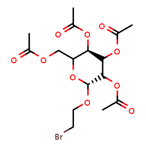 Chemical structure of 2-Bromoethyl 2,3,4,6-tetra-O-acetyl-beta-D-glucopyranoside , CAS 16977-78-9, AChemBlock AD284268
