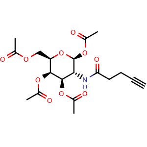 Chemical structure of 1,3,4,6-Tetra-O-acetyl-2-(4-pentynoylamino)- 2-deoxy-beta-D-galactopyranose , CAS 1673590-09-4, AChemBlock AD284272