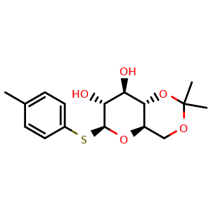 Chemical structure of 4-Methylphenyl 4,6-O-Isopropylidene-1-thio-beta-D-glucopyranoside , CAS 905716-02-1, AChemBlock AD284280