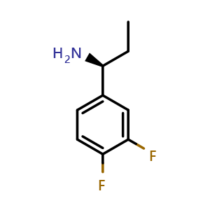 Chemical structure of (S)-1-(3,4-Difluorophenyl)propan-1-amine , CAS 847448-46-8, AChemBlock AD284291