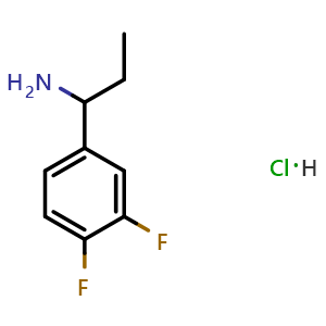 Chemical structure of 1-(3,4-Difluorophenyl)propan-1-amine hydrochloride , CAS 441074-78-8, AChemBlock AD284302
