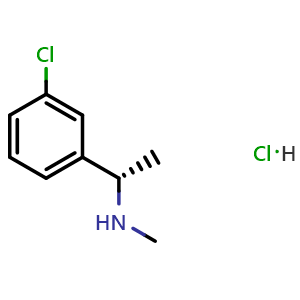 Chemical structure of (S)-1-(3-chlorophenyl)-N-methylethan-1-amine hydrochloride , CAS 2250243-76-4, AChemBlock AD284305