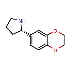 Chemical structure of (S)-2-(2,3-dihydrobenzo[b][1,4]dioxin-6-yl)pyrrolidine , CAS 1213614-35-7, AChemBlock AD284308