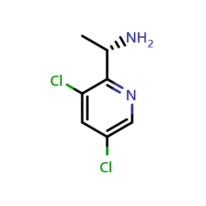 Chemical structure of (S)-1-(3,5-dichloropyridin-2-yl)ethan-1-amine , CAS 793695-17-7, AChemBlock AD284310