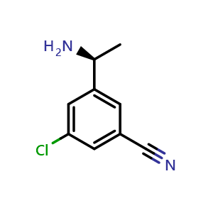 Chemical structure of (S)-3-(1-aminoethyl)-5-chlorobenzonitrile , CAS 1389898-63-8, AChemBlock AD284315