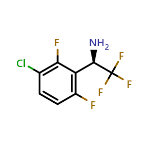 Chemical structure of (R)-1-(3-chloro-2,6-difluorophenyl)-2,2,2-trifluoroethan-1-amine , CAS 1213484-66-2, AChemBlock AD284318