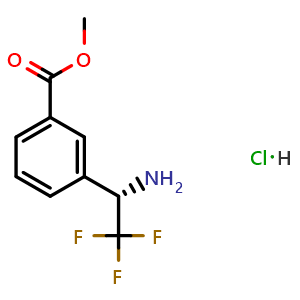 Chemical structure of Methyl (S)-3-(1-amino-2,2,2-trifluoroethyl)benzoate hydrochloride , CAS 1391477-32-9, AChemBlock AD284319
