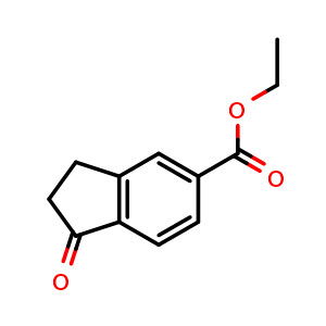 Chemical structure of Ethyl 1-oxo-2,3-dihydro-1H-indene-5-carboxylate , CAS 150969-57-6, AChemBlock AD284326
