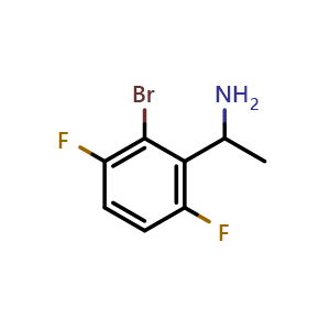 Chemical structure of 1-(2-bromo-3,6-difluorophenyl)ethan-1-amine , CAS 1823345-41-0, AChemBlock AD284341