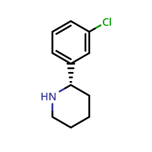 Chemical structure of (S)-2-(3-chlorophenyl)piperidine , CAS 1213439-90-7, AChemBlock AD284342