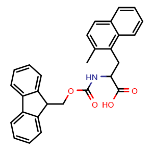 Chemical structure of 2-((((9H-fluoren-9-yl)methoxy)carbonyl)amino)-3-(2-methylnaphthalen-1-yl)propanoic acid , CAS 1379837-78-1, AChemBlock AD284344
