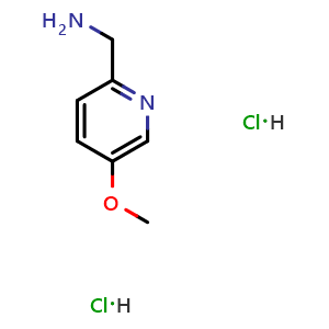 Chemical structure of (5-methoxypyridin-2-yl)methanamine dihydrochloride , CAS 1956322-69-2, AChemBlock AD284350