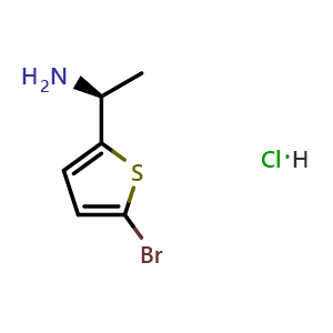 Chemical structure of (S)-1-(5-bromothiophen-2-yl)ethan-1-amine hydrochloride , CAS 1807933-94-3, AChemBlock AD284356